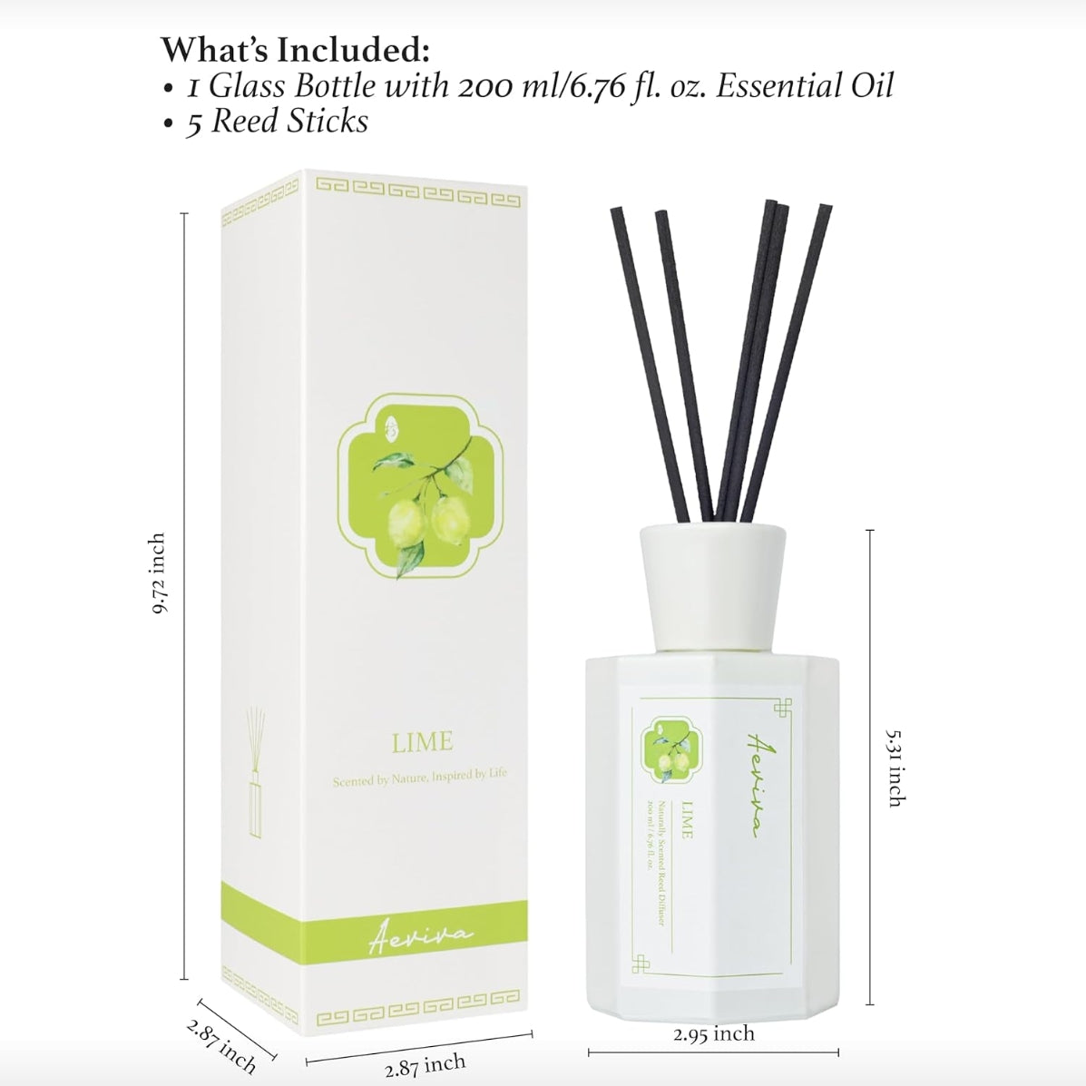 Aeviva Naturally Scented Lime Reed Diffuser Set