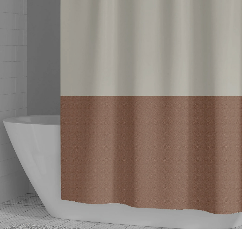 Mainstays Red and Ivory Colorblock Polyester Shower Curtain, 72 x 70 Inches, Multicolor