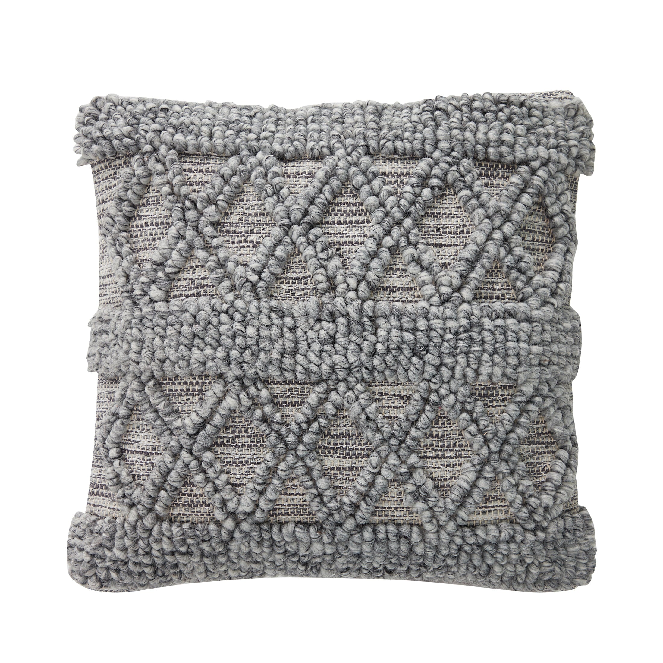 Mckinney Woven Textured Diamond Stripe Square Decorative Pillow Cover, 20" X 20", Grey