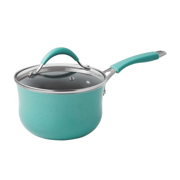 The Pioneer Woman Blooming Bouquet Aluminum Nonstick 19-Piece Cookware Set, Teal