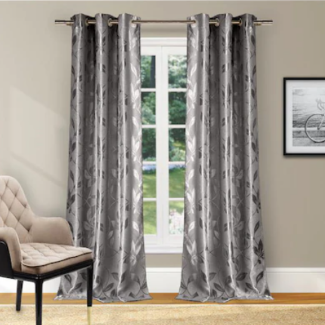 Grey Geometric Thermal Blackout Curtain - 36 in. W x 84 in. L (Set of 2)