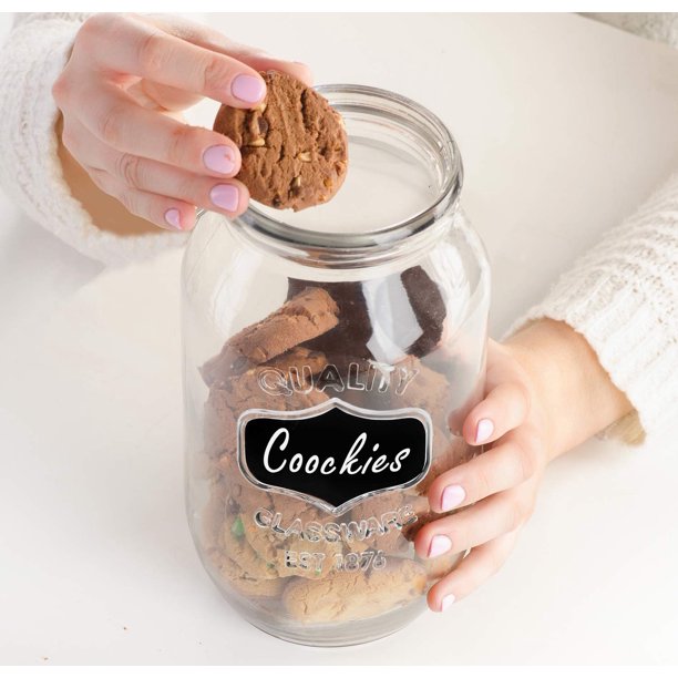 Estilo Glass Cookie Jars Apothecary Jars with Lids Includes Chalkboard Labels And Chalk  Airtight Gl