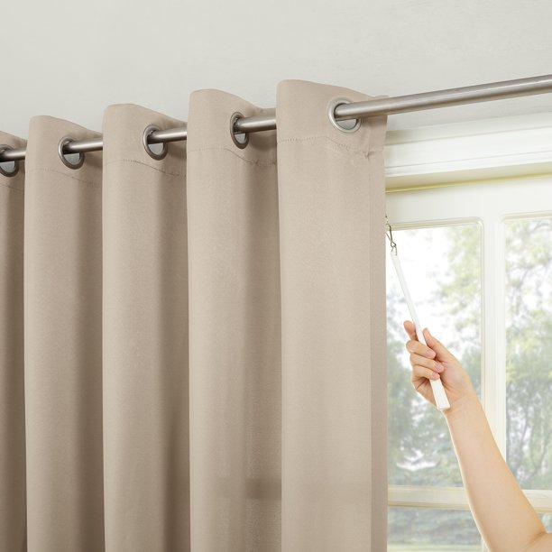 Sun Zero Bartlett Grommet Room Darkening Extra Wide Patio Curtain Panel, 100x84,Stone