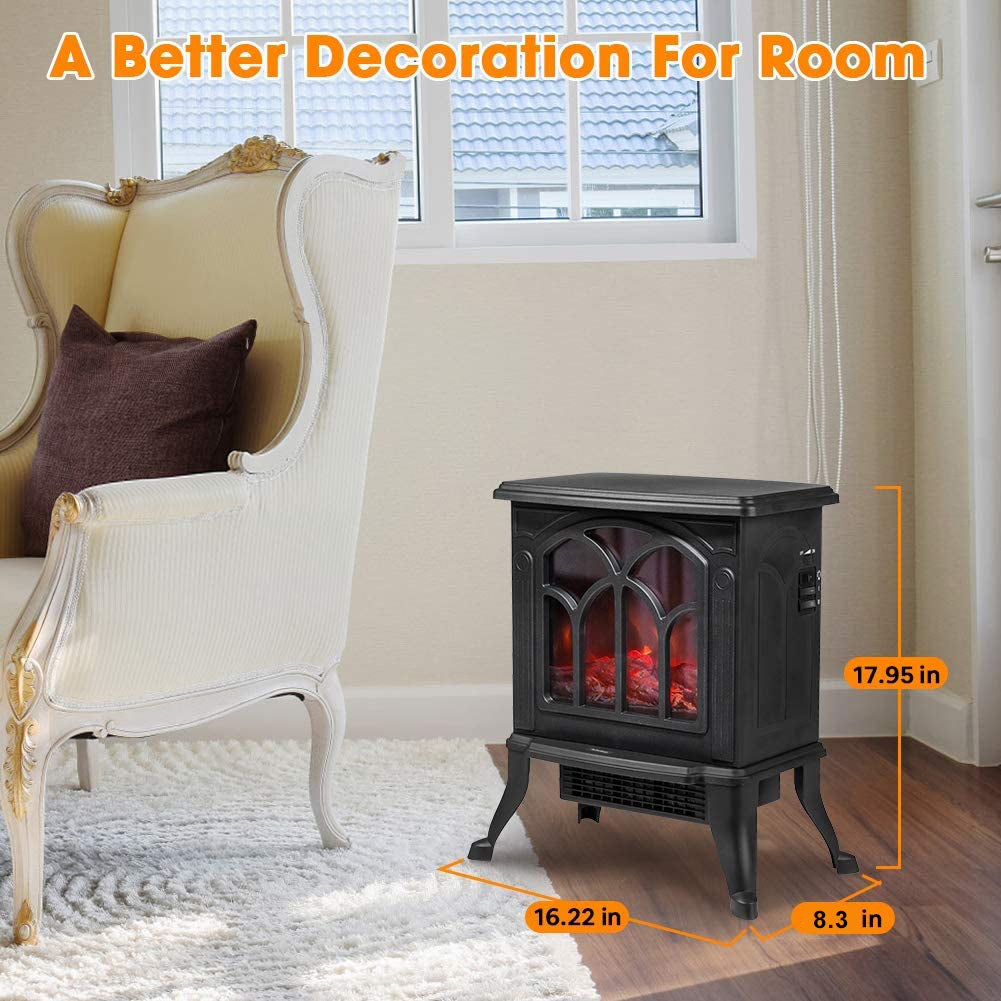 SKONYON Electric Fireplace Heater Infrared Space Heater with 3D Flame Effect Black
