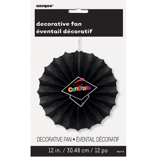 12" Congrats Graduation Tissue Paper Decorative Fan