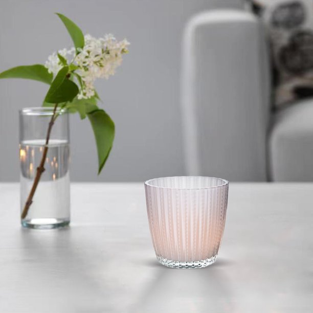 Mainstays White Stripe Glass Votive and Tealight Candle Holder