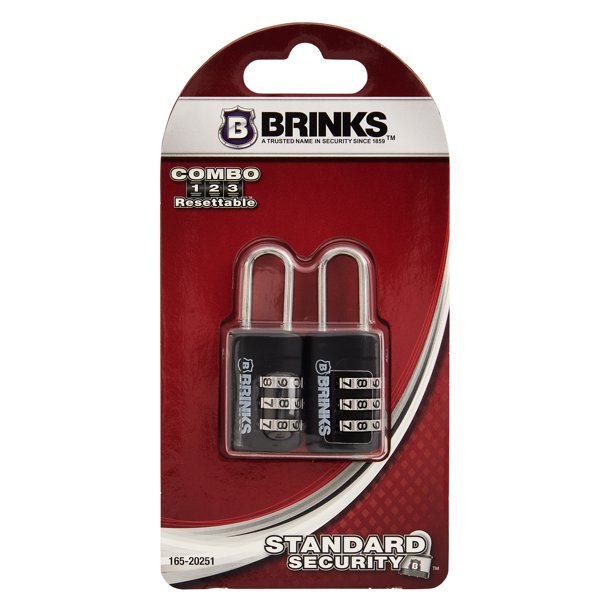 Brinks 3-Dial Resettable Sport Padlock, 22mm Body with 5/8 inch Shackle,  2 Pack