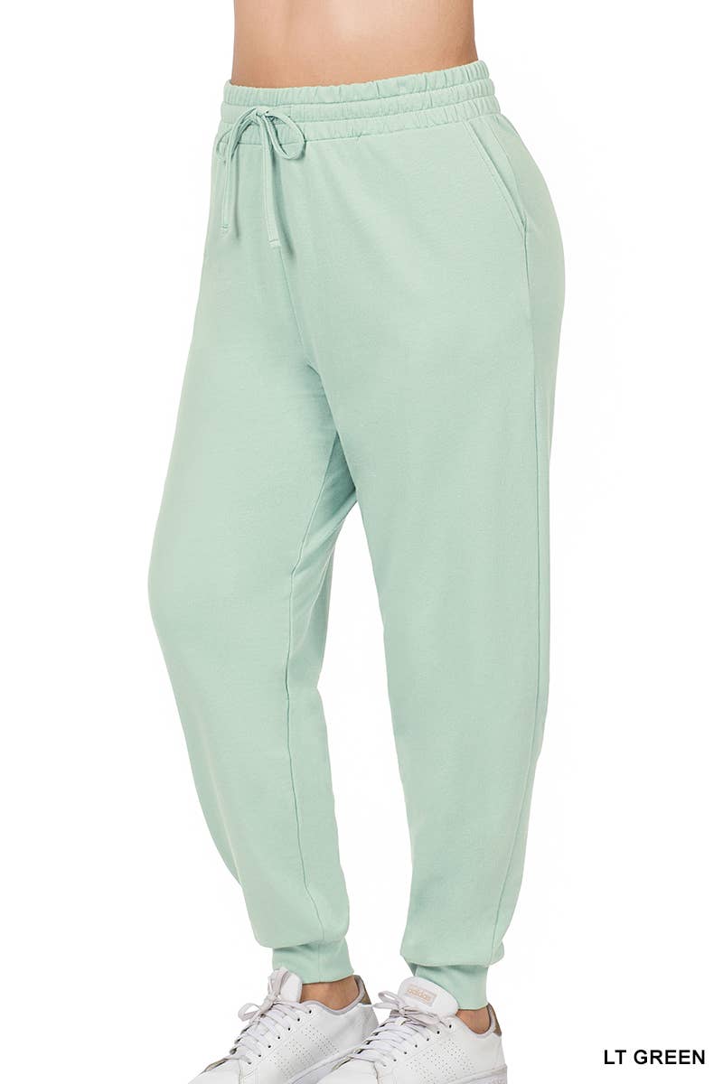 Plus Size French Terry Jogger Pants With Side Pockets