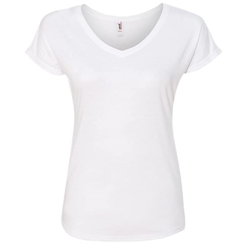 Anvil Women’s Tri-Blend V-Neck Tee - Large / White - Shirts & Tops