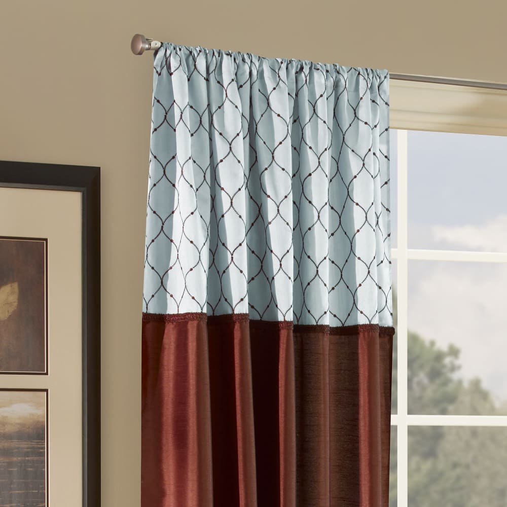 Belle Maison Ludlow Reversible Curtain Panel - 54 x 84 / Spa - Curtains