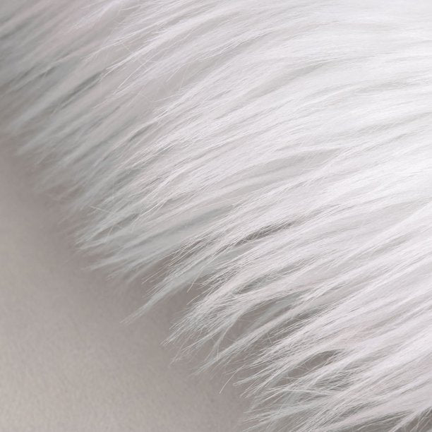 Phantoscope Deluxe Soft Faux Sheepskin Fur Collection Asymmetrical Area Rug, White, 2' x 3'