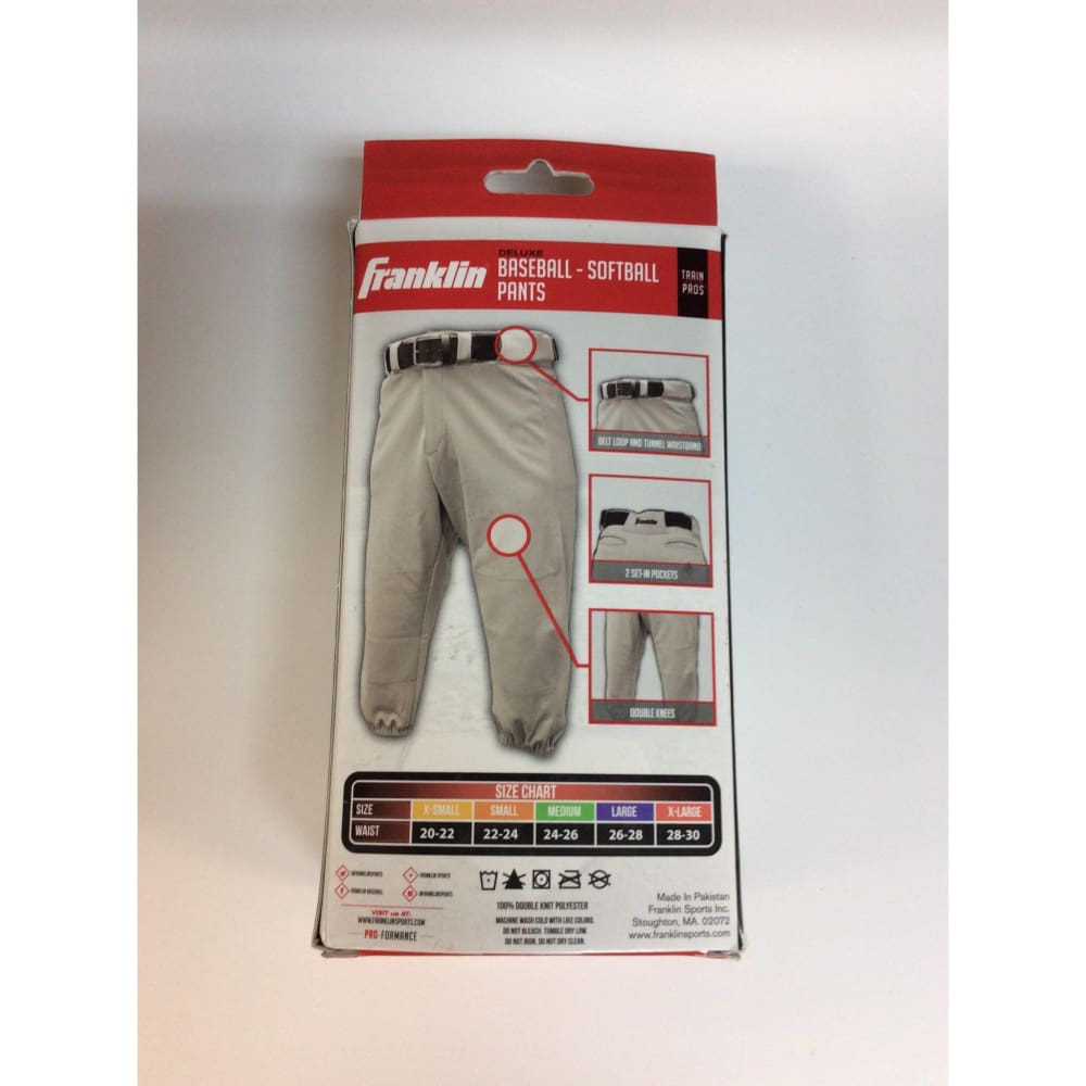 Franklin Sports Youth Baseball Pants, Grey - Keuka Outlet