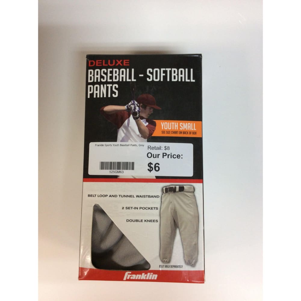 Franklin Sports Youth Baseball Pants, Grey - Keuka Outlet