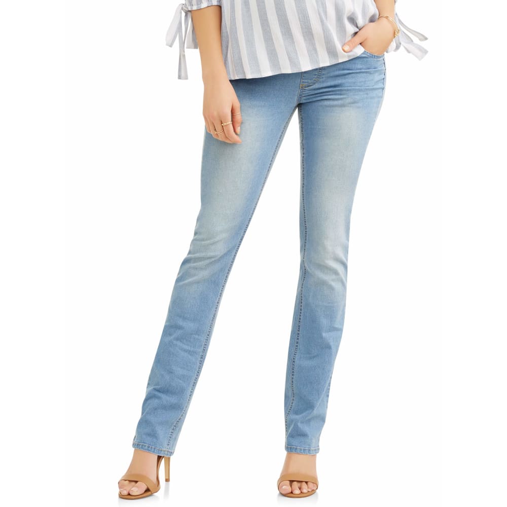Maternity Oh! Mamma Straight Leg Jeans with Full Panel - L / Light Wash - Clothing