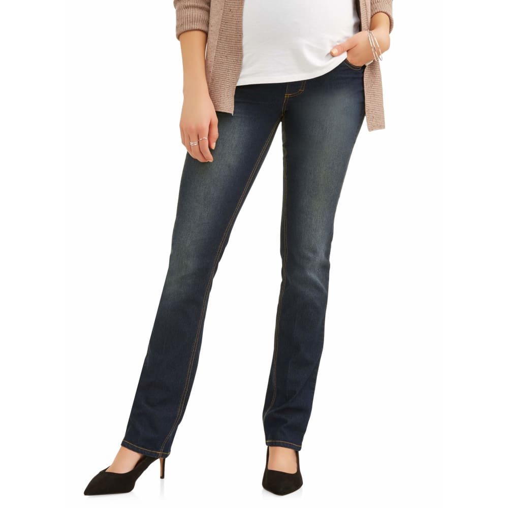 Maternity Oh! Mamma Straight Leg Jeans with Full Panel - XL / Dark Wash - Clothing
