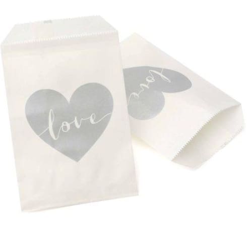 Silver Heart Love Favor Bags 24 ct - Party