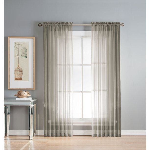 Window Elements Diamond Sheer Voile Extra Wide Rod Pocket Curtain Panel 56 x 84 - 56 x 84 / Grey - Curtains & Drapes