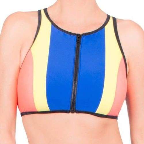 Women's Neoprene Bikini Swimsuit Top With Chunky Zipper - Keuka Outlet