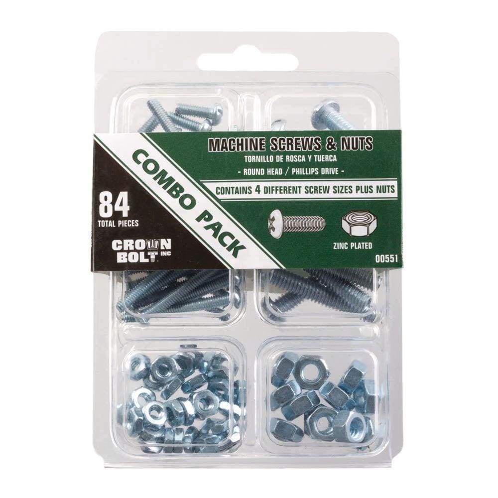 Zinc-Plated Machine Screw and Nut Combo Pack - Keuka Outlet